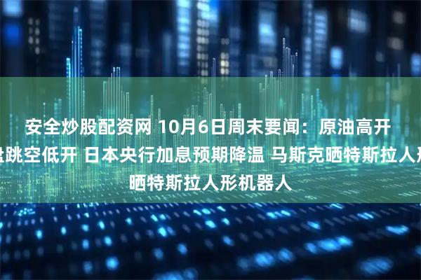 安全炒股配资网 10月6日周末要闻:原油高开 日元开盘跳空低开 日本央行加息预期降温 马斯克晒特斯拉人形机器人